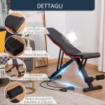 Panca Multifunzione per Addominali e Pesi, Inclinazione Regolabile ed Elastici, 130x48x48-109cm, Nero - immagine 6