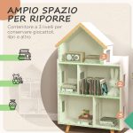 Libreria per Bambini 3-6 Anni a 3 Livelli per Libri e Giochi, in MDF e Legno di Pino, 65x25x108.5 cm, Bianco - immagine 4