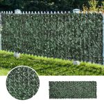 Rotolo di Siepe Artificiale per Balcone e Giardino in PE Anti-UV, Siepe Finta con Foglie Verde Scuro 300x100cm - immagine 8