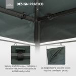 Copertura per Gazebo 4x3 m a 2 Livelli in Poliestere con Cinghie e 10 Fori di Drenaggio, Grigio Antracite - immagine 6