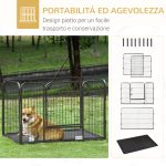 Box per Cani in Metallo con Porta e Vassoio sul Fondo, 109x74x71cm, Grigio - immagine 5