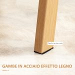 Tavolo da Pranzo Rettangolare per 4 Persone max, in Acciaio con Piano in Vetro Temperato, 120x60x76 cm - immagine 6
