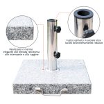 Supporto Base Per Ombrellone da Giardino in Marmo Peso 25kg 40×40×36cm - immagine 6