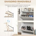 Mobile Scarpiera Salvaspazio in Legno per 16 Paia di Scarpe con 2 Ante a Ribalta, 81.5x25x83cm, Bianco - immagine 6