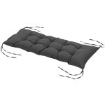 Cuscino per Panchina da Giardino con Laccetti e Imbottitura Spessa, 100x40cm, Grigio Scuro