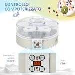 Yogurtiera 20W da 1.5L con 7 Vasetti e Display a Pulsanti, in Acciaio Inox e Plastica, 24x24x13 cm, Bianca - immagine 6
