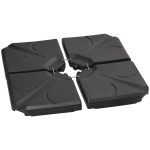 Base per Ombrellone in HDPE da 4 Pezzi, Riempibili con Acqua e Sabbia max 18kg, 103x103x8.3 cm, Nero