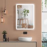 Specchio Bagno con Luce LED, Funzione Anti-Appannamento e Tasti Touch, 70x50cm, Argento - immagine 2