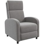 Poltrona Reclinabile 160° in Tessuto Effetto Lino con Braccioli Quadrati, 64x86x102 cm, Grigia