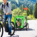 Rimorchio Bici e Passeggino per Cani 2 in 1 in Acciaio e Tessuto Oxford con Catarifrangenti, Verde - immagine 2