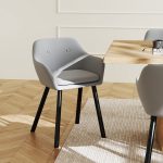 Set di 2 Sedie per Sala da Pranzo con Braccioli Imbottite e in Velluto, 54x56x74cm, Grigio - immagine 8