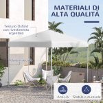 Gazebo Pieghevole 2.5 x 2.5 m Impermeabile con Corde e Picchetti, in Acciaio e Tessuto Oxford, Bianco - immagine 4