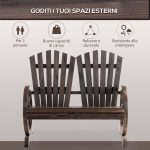 Panchina da Giardino in Legno Stile Country con Braccioli a Ruota, 108x66x95cm, Colore Legno - immagine 6
