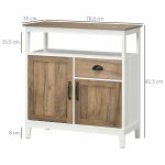Mobile Cucina Stile Rustico con Armadietti e Cassetto, 76.6x 35x 81.5cm, Bianco e Marrone - immagine 3