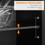 Carrello da Cucina Multiuso in Legno con 2 Cassetti, Armadietto e 4 Ruote, 104x46x91cm, Nero - immagine 6