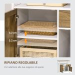 Mobile Cucina Stile Rustico con Armadietti e Cassetto, 76.6x 35x 81.5cm, Bianco e Marrone - immagine 6