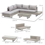Set Giardino Esterno, Salotto da Giardino, Set Divani da Esterno con Tavolino da Giardino, Mobili da Giardino in Rattan Grigio - immagine 3
