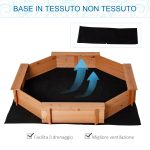 Sabbiera per Bambini in Legno con Sedili e Copertura, Età 3-8 Anni, 139.5x139.5x21.5cm - immagine 6