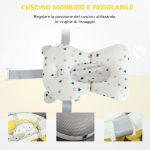 Vaschetta Bagnetto Pieghevole per Bambini 0-3 Anni con Indicatore di Temperatura e Cuscino, 81.5x50.5x23.5 cm, Giallo - immagine 6