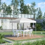 Gazebo Pieghevole 2.5 x 2.5 m Impermeabile con Corde e Picchetti, in Acciaio e Tessuto Oxford, Bianco - immagine 2