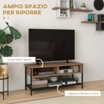 Mobile Porta TV fino 48" Stile Industriale in Legno e Acciaio, 110x40x48cm, Marrone e Nero - immagine 4