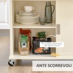 Isola per Cucina per Utensili e Accessori con Cassetti, Armadietto e Portasciugamani, 110x49.5x89.5 cm, Bianco - immagine 7