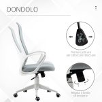 Sedia da Ufficio Ergonomica con Altezza Regolabile e Funzione di Inclinazione, 62x56x110-119.5 cm - immagine 5