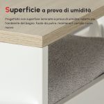 Carrello Bagno Salvaspazio a 3 Ripiani con Rotelle e Maniglia in Legno, 48x15x80cm, Bianco - immagine 5