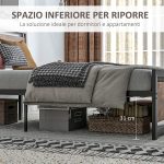 Struttura Letto Matrimoniale in Legno e Acciaio con Doghe in Stile Industriale, 160x200cm - immagine 5