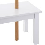 Panca con Appendiabiti da Ingresso, Attaccapanni da Terra in Bambù, Panca da Ingresso Bianca, Design, anche per Camera da Letto, 80x30x180cm, Bianco Legno - immagine 9