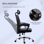 Sedia da Ufficio Ergonomica e Regolabili con Lombare e Cervicale, Altezza e Inclinazione Regolabili, 58x62.5x112-120cm, Rosa - immagine 5