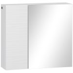 Armadio a Specchio da Bagno in Truciolato e Vetro con 4 Ripiani Regolabili e Design a Muro, 48x15x45 cm, Bianco