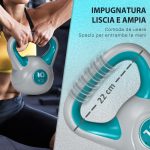 Kettlebell 10kg in PU e Sabbia con Base Piatta e Impugnatura per Stacchi, Squat e Sollevamenti, 22x16x26 cm, Verde Scuro - immagine 4