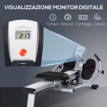 Vogatore a 12 Resistenze con Monitor Digitale e Struttura in Alluminio, Acciaio e ABS, 160x61x50 cm - immagine 6
