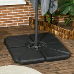 Base per Ombrellone in HDPE da 4 Pezzi, Riempibili con Acqua e Sabbia max 18kg, 103x103x8.3 cm, Nero - immagine 2