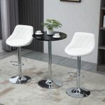 Set 2 Sgabelli da Bar, Altezza Regolabile con Base in Metallo e Seduta in Pelle PU, Sgabelli Moderni con Schienale e Poggiapiedi, 46x48x83-104cm, Bianco - immagine 7