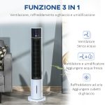 Ventilatore Raffrescatore Evaporativo 3 Modalità e 3 Velocità, Timer, Oscillazione e Telecomando, Bianco - immagine 5