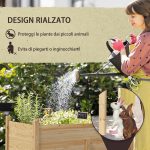 Orto Rialzato con 2 Fori di Drenaggio e Sacca in Tessuto non Tessuto, in Legno di Abete, 115x55x80 cm - immagine 4