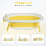 Vaschetta Bagnetto Pieghevole per Bambini 0-3 Anni con Indicatore di Temperatura e Cuscino, 81.5x50.5x23.5 cm, Giallo - immagine 7