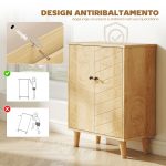 Mobile Multiuso Stile Vintage in Legno con Due Ripiani interni, 60x30x76cm - immagine 6