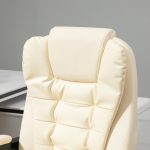 Poltrona Presidenziale in Similpelle Bianca con Schienale Reclinabile 145° e Poggiapiedi, 64.5x69x109-117 cm - immagine 9
