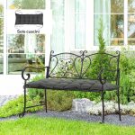 Cuscino per Panchina da Giardino con Laccetti e Imbottitura Spessa, 100x40cm, Grigio Scuro - immagine 2
