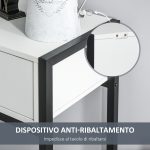 Tavolo Consolle per Ingresso con 2 Cassetti, Piano d'appoggio in Legno Bianco e Gambe in Metallo Nero 120x34x81cm - immagine 5