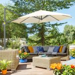 Ombrellone da Giardino Decentrato 3x2.5 m con Angolazione Regolabile e Girevole a 360°, Crema - immagine 2