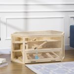 Casetta per Criceti in Legno a 3 Livelli con Tetto Apribile e Parete Trasparente, 115x60x55cm - immagine 2