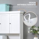 Mobile Dispensa Cucina in Legno con Armadietti e Cassetto Stile Country, 101x39x180cm, Bianco - immagine 7