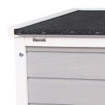Gabbia per Conigli in Legno da Esterno con Tetto in Asfalto e Rampa Antiscivolo, 42x51x43cm, Grigia - immagine 8