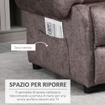 Poltrona Relax Reclinabile Manualmente in Tessuto con Imbottitura Extra, Marrone - immagine 5