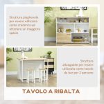 Tavolo da Bar Moderno in MDF per 2 Persone con 4 Ripiani Aperti e Armadietto, 116x79.5x91 cm - immagine 4