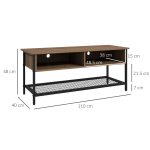 Mobile Porta TV fino 48" Stile Industriale in Legno e Acciaio, 110x40x48cm, Marrone e Nero - immagine 3